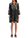 Johnny Was FRANKIE TIERED Field Dress Cotton Floral Embroidery Linen Black New