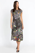 Johnny Was Zippy Tie Dress Front Knit Floral Embroidery Long Grey Dress New