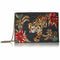 MARY FRANCES Fierce Bengal Tiger Cats Blue Beaded Clutch Bag Handbag P