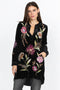 JOHNNY WAS MERIAH VELVET DUSTER COAT Long Sleeve Floral Embroidery Black Top New