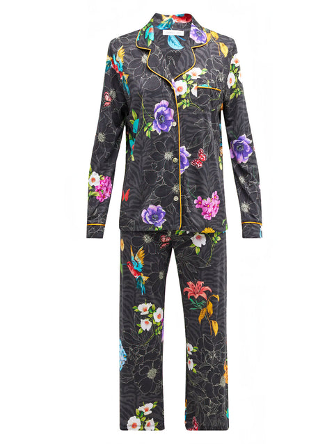 Johnny Was Zippy PJ Set Sleepwear Long Pajama Lounge Wear Black Floral XXL NEW