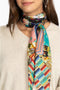Johnny Was Imagination Silk Scarf Square Large Pink Floral White Tassels Scarf New