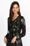 Johnny Was Celestin Favorite Long Sleeve Swing T Shirt Yellow Star Black Top New