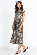 Johnny Was Zippy Tie Dress Front Knit Floral Embroidery Long Grey Dress New