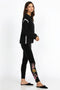 Johnny Was Tiarei Leggings Velvet Pant Floral Embroidery Pants Black Legging NEW