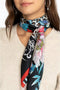 Johnny Was Ontari Silk Scarf Square Large Blue Flowers Black Tassels Scarf New