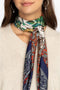 Johnny Was Lace Scarf Silk Square Large Green Flowers Blue Tassels Scarves New