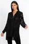 Johnny Was Audrey Button Down Shirt Long Sleeve Cuff Oversized Top Black NEW