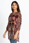 Johnny Was Geo Burnout Mali Tunic Top Shirt Burgundy Tribal Velvet Brown NEW