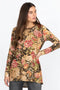 JOHNNY WAS VINTAGE ROSE SWING TUNIC Cheetah Long Sleeve Brown Top Shirt New