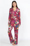 Johnny Was Bethia Long Cotton Floral PJ Set Sleepwear Home Lounge Flower Red NEW