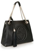 Gucci Black Pebbled Calfskin Leather Medium Soho Chain Tote - A World Of  Goods For You, LLC
