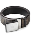 Fendi Logo Plaque Buckle Belt Cintura Placca Zucca Havana Brown Reversible New