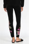 Johnny Was Tiarei Leggings Velvet Pant Floral Embroidery Pants Black Legging NEW