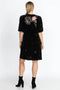Johnny Was Celestine Velvet Puff Sleeve Floral Black Dress Flowers Embroidery NEW