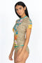 JOHNNY WAS Swimwear SPORTY SURF SHIRT Animal Cheetah Floral Brown Top New