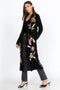 JOHNNY WAS MERIAH VELVET DUSTER COAT Long Sleeve Floral Embroidery Black Top New