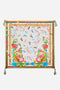 Johnny Was Scarves Square Large Silk Andra Scarf Pink Blue Flowers White New