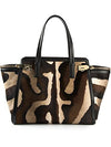 Salvatore Ferragamo 'Verve' Tote Animal Fur Leather Tote Gold Hardware New