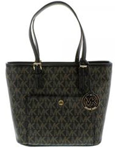 Michael Kors Women's Medium Jet Set Snap Pocket Leather Top-Handle Tote