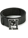 Fendi Logo Reversible Zucca Leather Black New Belt Self Made