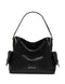 Michael Kors Marly Large Leather Shoulder Handbag Black Bag Hobo Gold Purse New