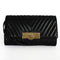 Michael Kors Susannah Quilted Leather Lock Clutch Shoulder Bag Gold Black NEW