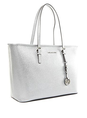 Michael Kors 'jet Set Travel' Saffiano Leather Top Zip Tote in Gray