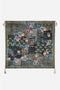 Johnny Was Silk Weller Scarf Floral Dark Green Square Large Tassel Scarves New