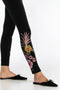 Johnny Was Leggings Tiarei Stretch Velvet Floral Embroidery Black Legging New