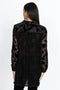 Johnny Was Audrey Button Down Shirt Long Sleeve Cuff Oversized Top Black NEW