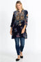 Johnny Was Bouquet Burnout Gweneth Navy Blue Dress Lined Floral Embroidery NEW
