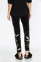 JOHNNY WAS PANTS MERIAH STRETCH VELVET LEGGINGS Floral Embroidery Black New