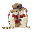 Mary Frances Chillin' Beaded Snowman Holiday Handbag New