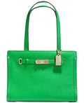 Coach Women's Polshd Pebble Leather Small Coach Swagger Tote Light/green Satchel