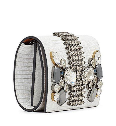 MCM Romantic Chandelier Handbag White Ivory Swarovski Soft Leather Bag Purse NEW