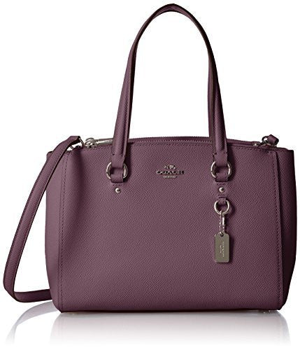 COACH Women's Crossgrain Mini Double Zip Carryall SV/Eggplant Satchel