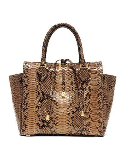 Michael Kors Brown Large Miranda Python Leather Tote Suntan Purse Handbag NEW