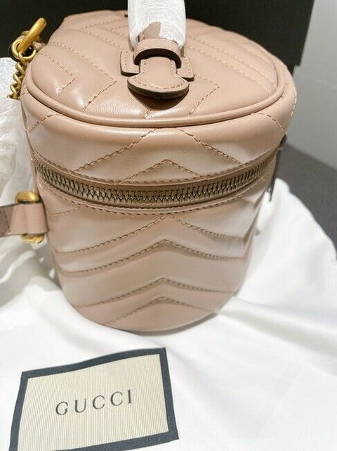Gucci Chevron Marmont Matelasse Violet Old Rose GG Backpack Italy Leather Bag NEW