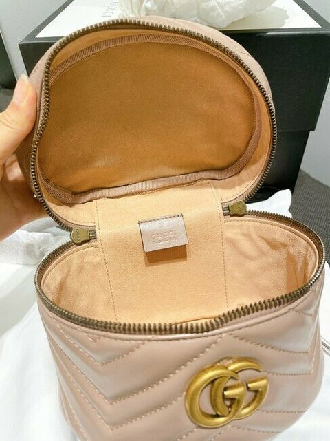 Gucci Chevron Marmont Matelasse Violet Old Rose GG Backpack Italy Leather Bag NEW