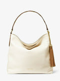 Michael Kors Brooklyn Large Two-Tone Pebbled Leather Bag BROWN Cream Handbag NEW