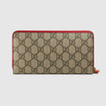 Gucci Cherry Leather Red Long Wallet Zip Around GG Large Italy Signature GG NEW