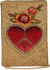 Mary Frances I Love Peace Crossbody Gold Red Bag Handbag Flower Metal