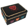 Mary Frances Love All Around Glass Beaded Black Geometric Box Blue Red Hearts NEW