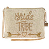 Mary Frances Bride Tribe White Wedding Zipper Beaded Bag Handbag Bridal Gold New