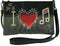 Mary Frances I Love Music Zip Heart Red Silver Black Crossbody Handbag
