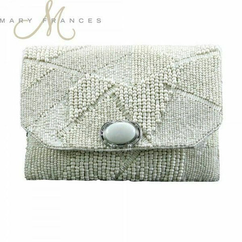 Mary Frances Blanco Mini White Stone Special Small Evening Bag Handbag Beaded New