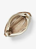 Michael Kors Brooklyn Large Two-Tone Pebbled Leather Bag BROWN Cream Handbag NEW