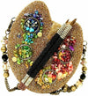 Mary Frances Painters Palette Art Special Bag Beaded Handbag Gold Rainbow NEW