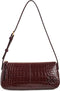 Tory Burch McGraw Embossed Leather Wedge Brown Handbag Shoulder Bag New